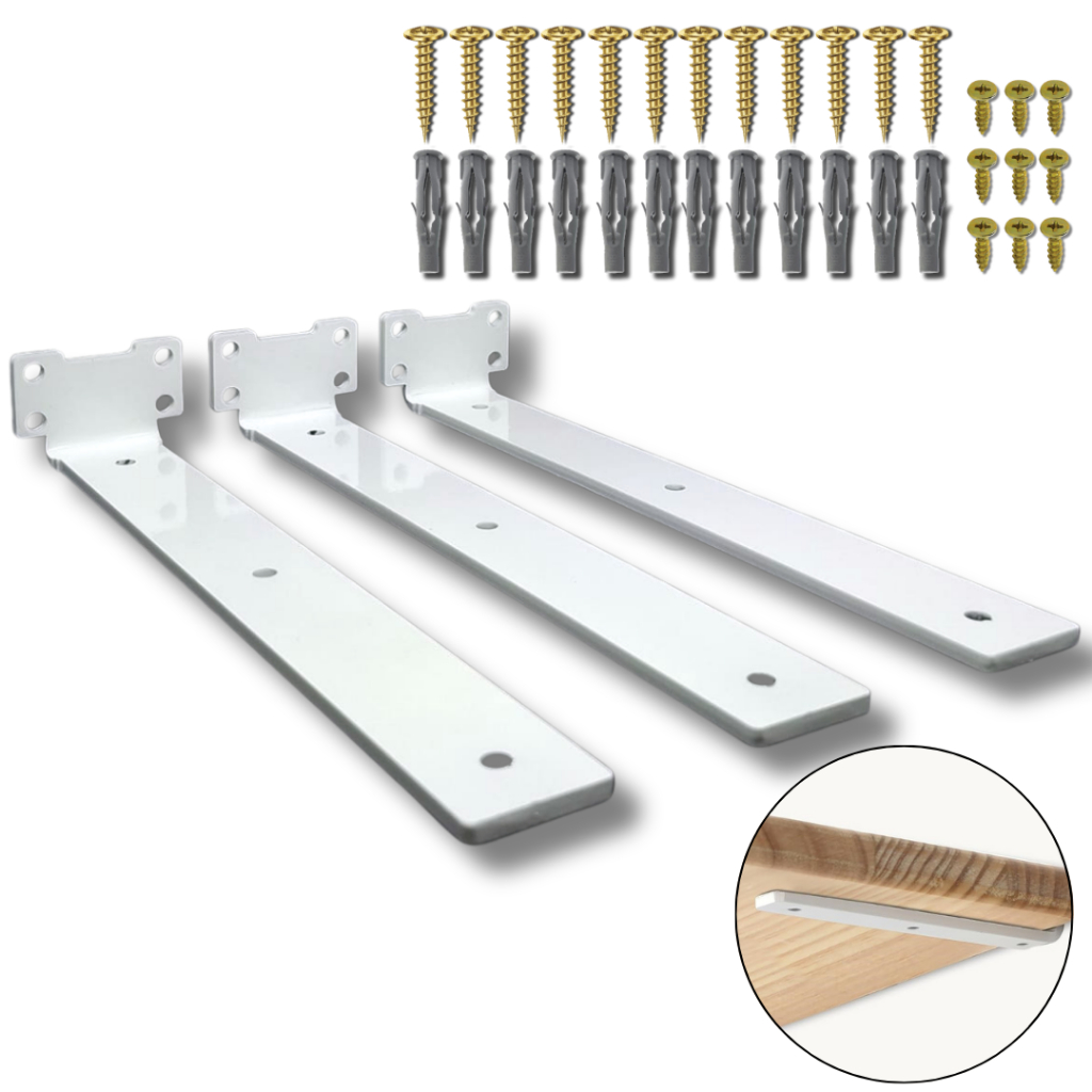 Kit 3 Suportes Mão Francesa 30cm Design Cantoneira Embutida Para Prateleira Suspensa Aço