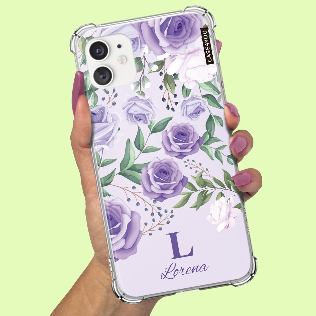 Capa Capinha para Samsung Galaxy A10 A10s A11 A12 A13 A14 A15 A16 A17 Anti-impacto Personalizada Floral Purple