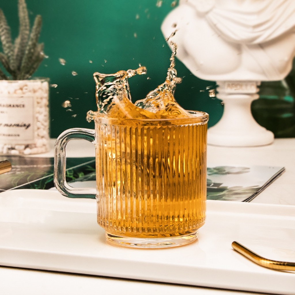 Kit 1, 2 ou 4 Canecas de Vidro Collier 260ml | Design Canelado | Luxo e Elegância, Xícara em Oferta na Shopee