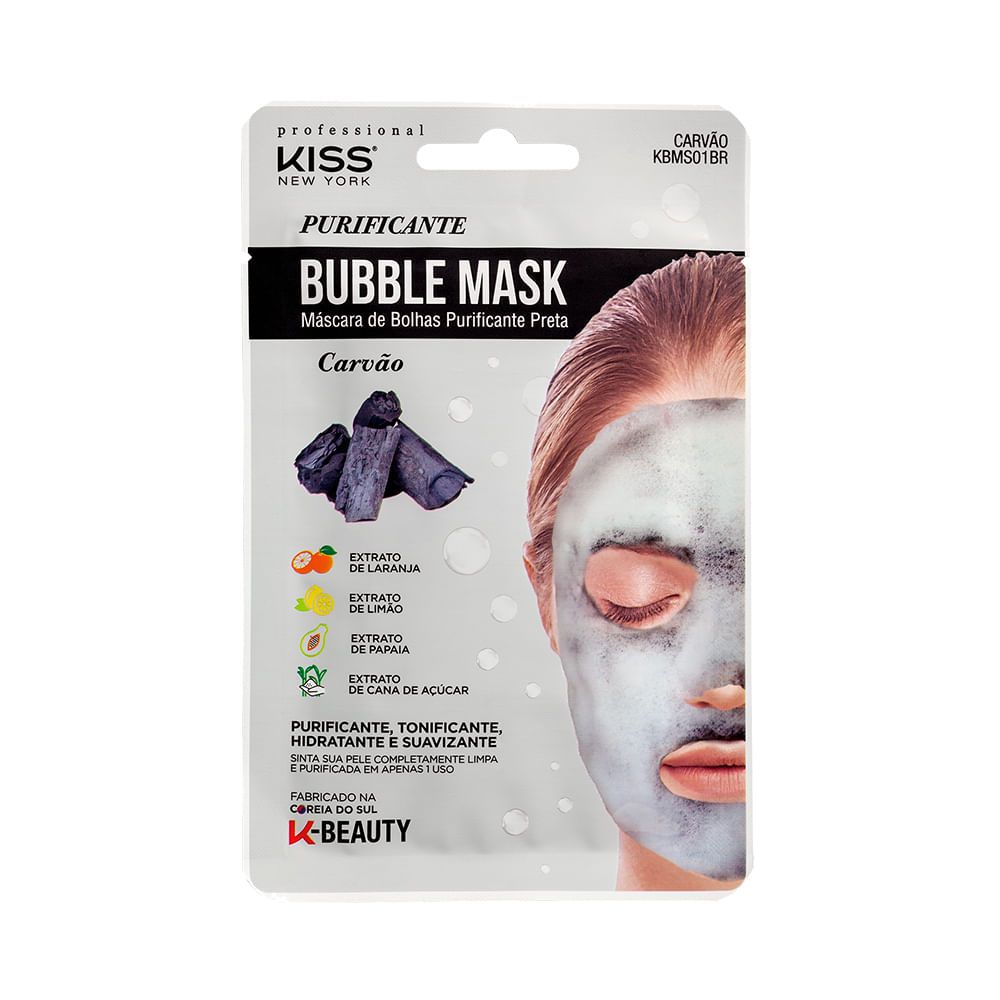 Máscara Facial Kiss New York Bubble Mask Purificante Carvão em Oferta na Shopee