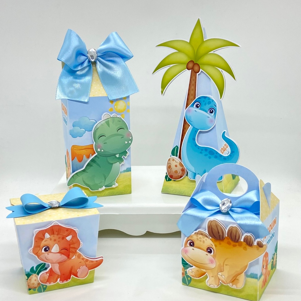 Kit Festa Dinossauro Baby Personalizado/ Lembrancinhas / Caixinhas / Festa / Aniversário Decoração / Caixa Milk Pirâmide