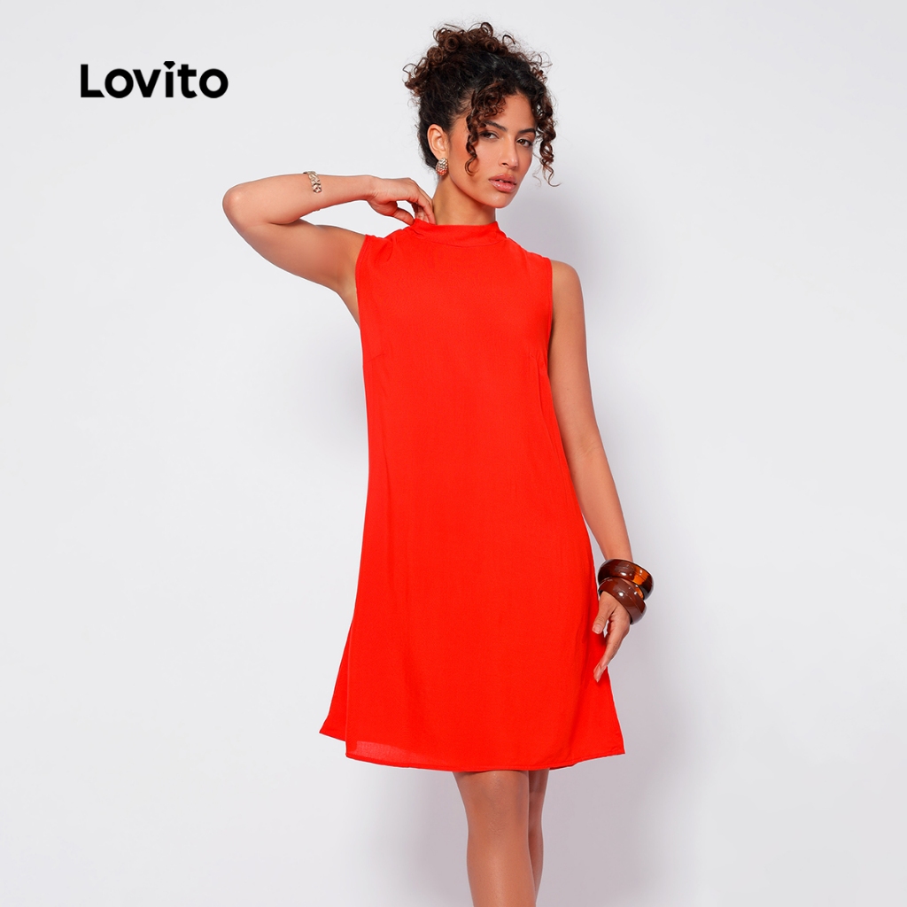 Lovito Vestido Feminino Curto Reto em Tecido Leve LB77BRL106 em Oferta na Shopee