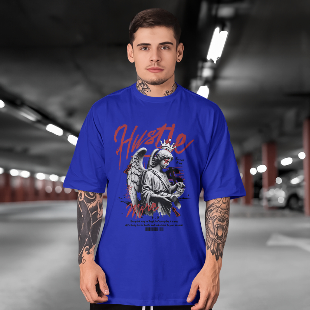 Camiseta Streetwear Hustle More Masculina Manga Curta 100% Algodão
