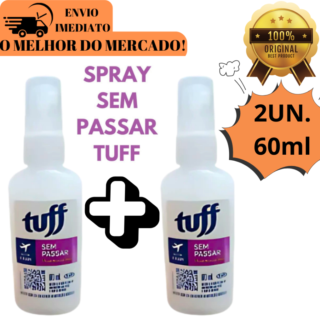 Kit 3 Spray Desamassa Fácil Tuff, Sem Passar Perfuma Revitaliza e Desamassa