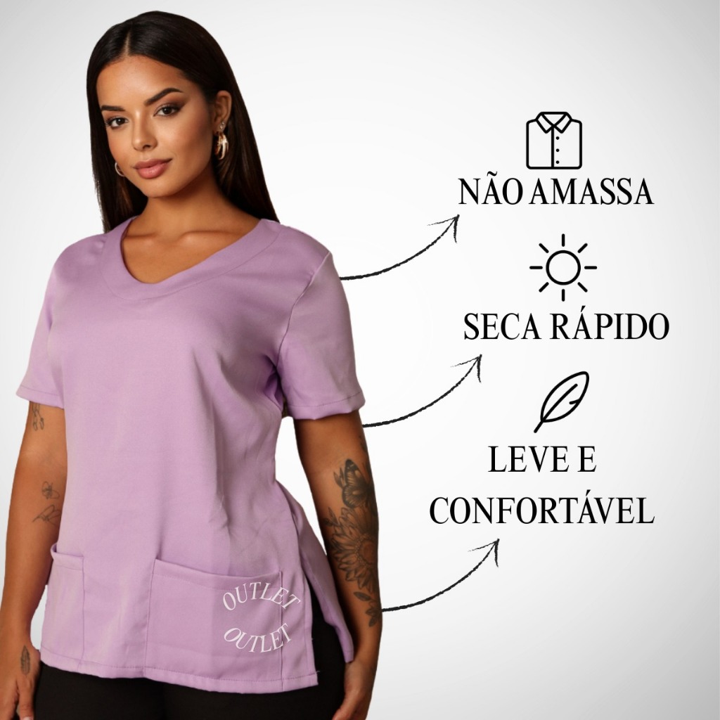 Camisa Cirúrgica feminina Scrub Pijama Hospitalar Profissional Gabardine Premium Plus Size  Uso Diário Enfermagem Odonto