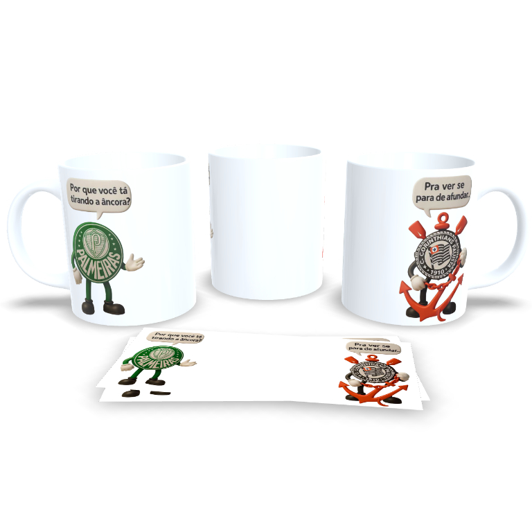 Caneca Palmeiras e Corinthians gaviões da fiel 325ml Cerâmica Premium, Presente Criativo 2025