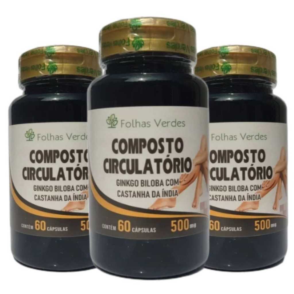 Kit 3 Ginko Biloba + Castanha 180 cápsulas 500mg