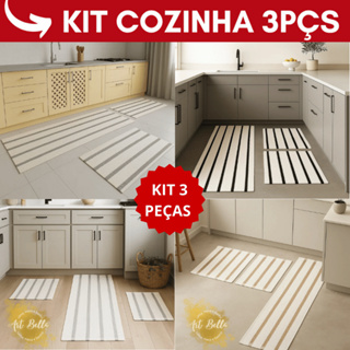 Jogo de passadeira de cozinha Algodão 3 peças decoração Luxo em Oferta na Shopee