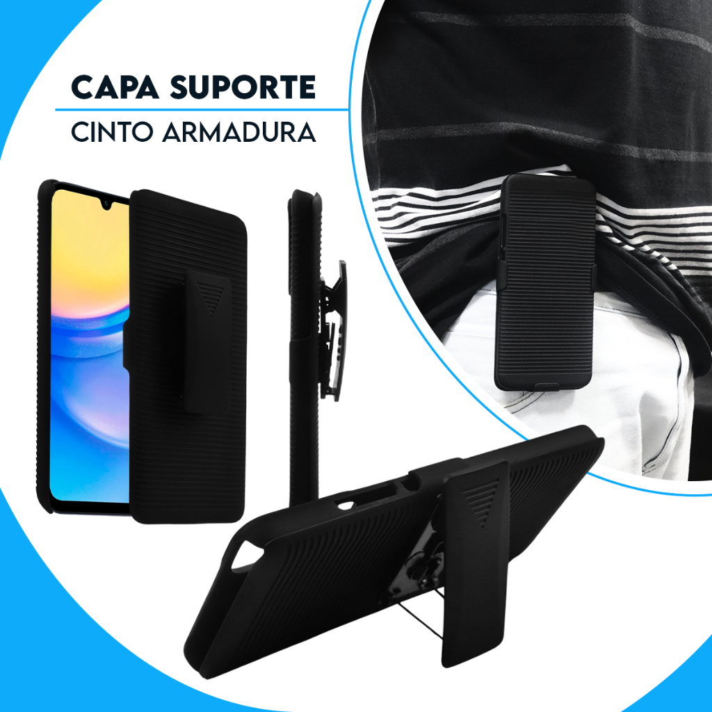 Capa  Capinha Case Suporte Cinto E Mesa Belt Clip para Samsung Galaxy A16 4g A165 / A16 5g A166 6.7 pol Cell in Power25