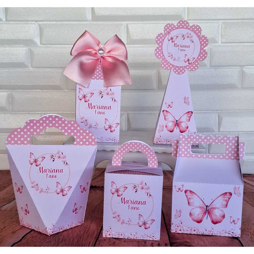 Caixinhas personalizadas borboleta roa/Aniversário Borboleta/Kit festa borboleta rosa/Lembrancinhas festa borboleta rosa