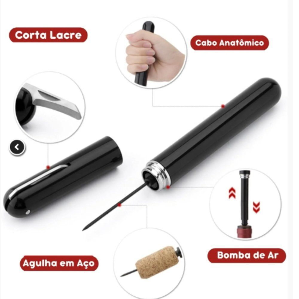 Saca Rolha Abridor Vinho Pneumático Bomba Ar Pressão  Abridor De Vinho Manual Profissional