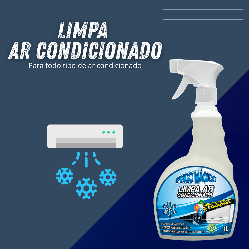 Limpa Ar Condicionado Pingo Mágico 1 Litro Limpeza Pesada Evaporadora Split Ar Samsung Lg Inverter