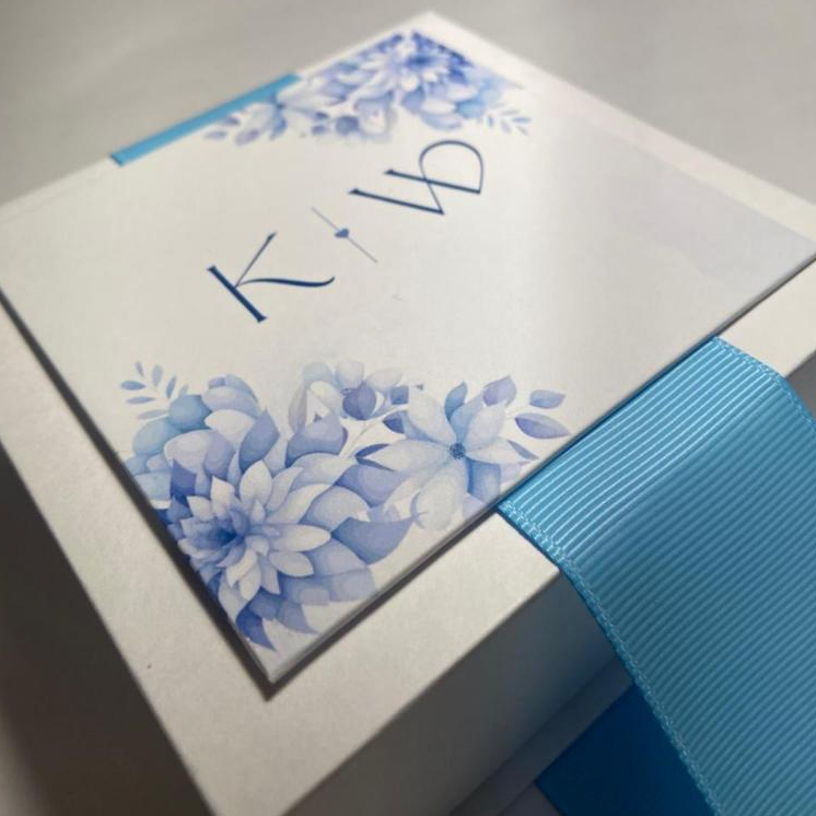 Kit 10  Convites padrinhos caixa livro cartonado   TAM 10X10X5CM azul serenity  c manual   padrinhos