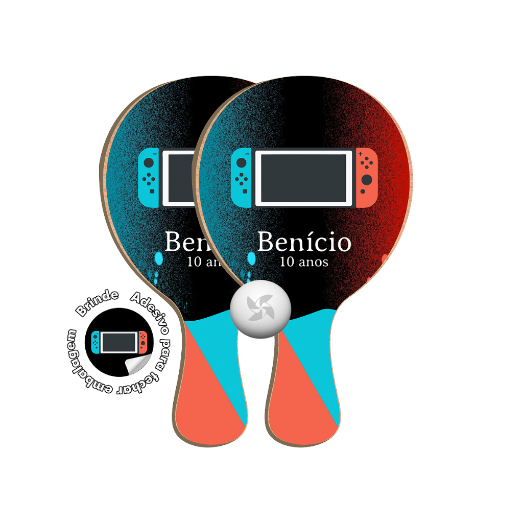 7/10/15/20/25 lembrancinha Kit Raquetes Ping Pong - Game Nintendo
