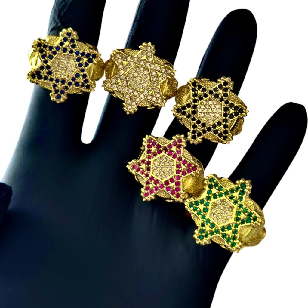 ANEL DEDEIRA AJUSTÁVEL ESTRELA DE DAVI CRAVEJADO - 1OO% MOEDA ANTIGA em Oferta na Shopee