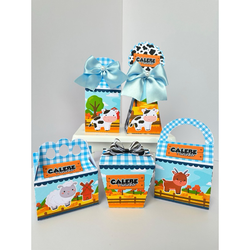 Kit Personalizados Fazendinha Menino 🎉 | Caixa, Topper, Lembrancinhas Festa Infantil Tema Fazenda