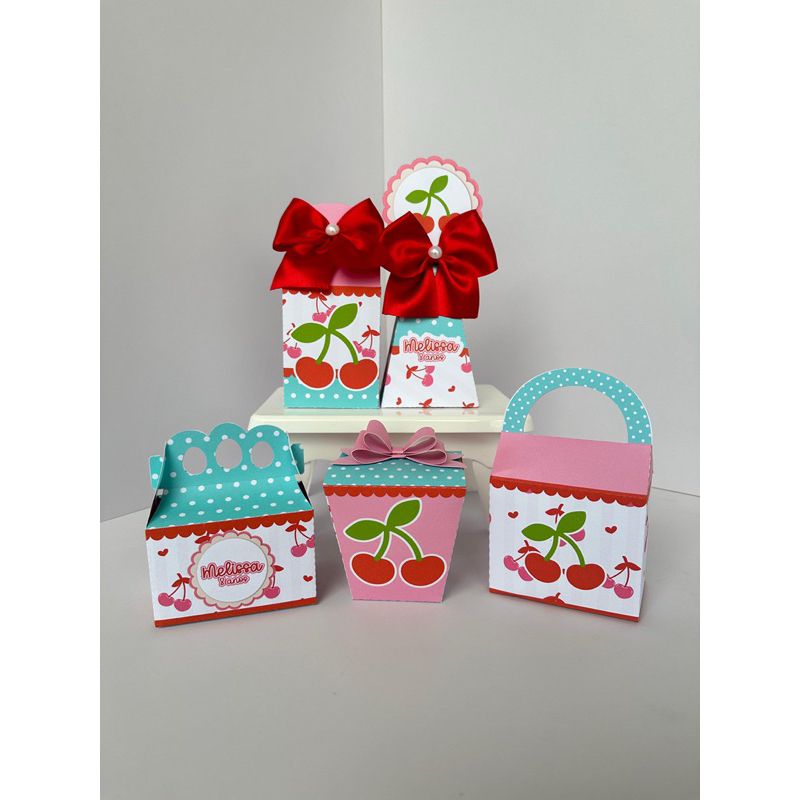 Kit Caixinhas Personalizadas Tema Cerejinha – Lembrancinha Festa Infantil Aniversário