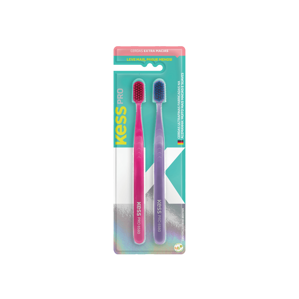 Kit com 2 Escovas Dentais Kess Pro 10K Extra Macias em Oferta na Shopee