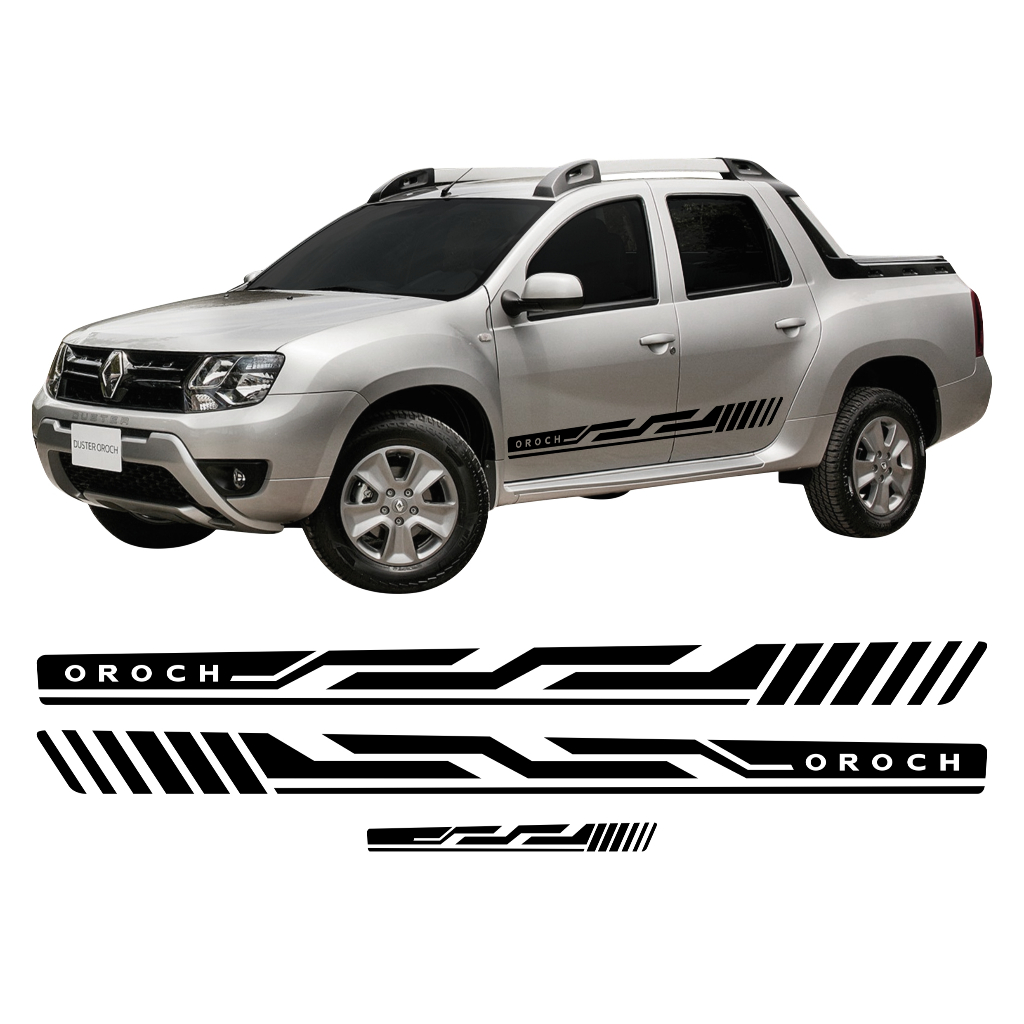 Kit 3 Faixas Lateral e Traseira Adesivos Renault Duster Oroch Acessórios Personalizado RN83