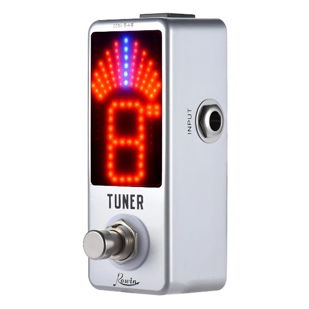 Pedal Afinador Cromático Visor Led  para Guitarra Elétrica, Acústica e Baixo, Rowin Lt-910 Circuito True Bypass