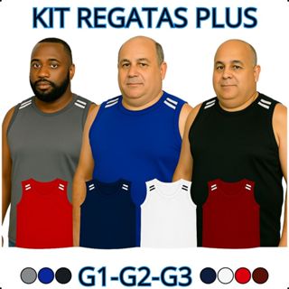 Kit Regatas Masculinas Plus Size  Estilo e Conforto do G1 ao G3  Lisa em Oferta na Shopee