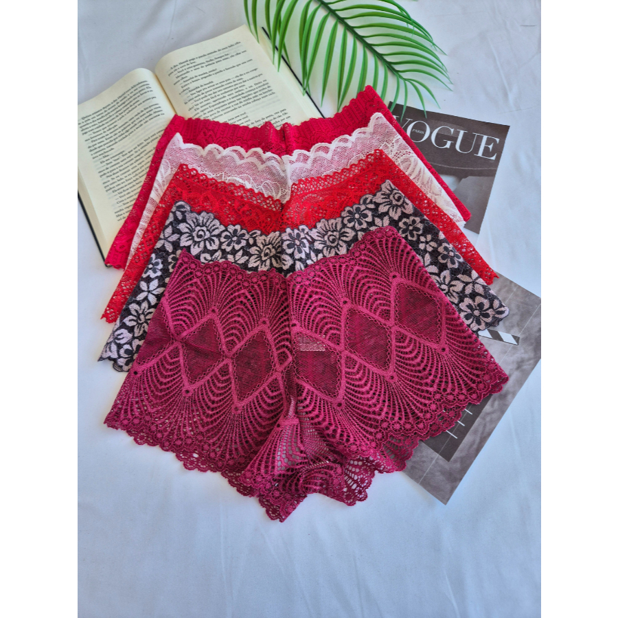 Kit 10 Calcinha Calesson Shortinho Renda Luxo Caleçon Cintura Alta Confortável Sexy