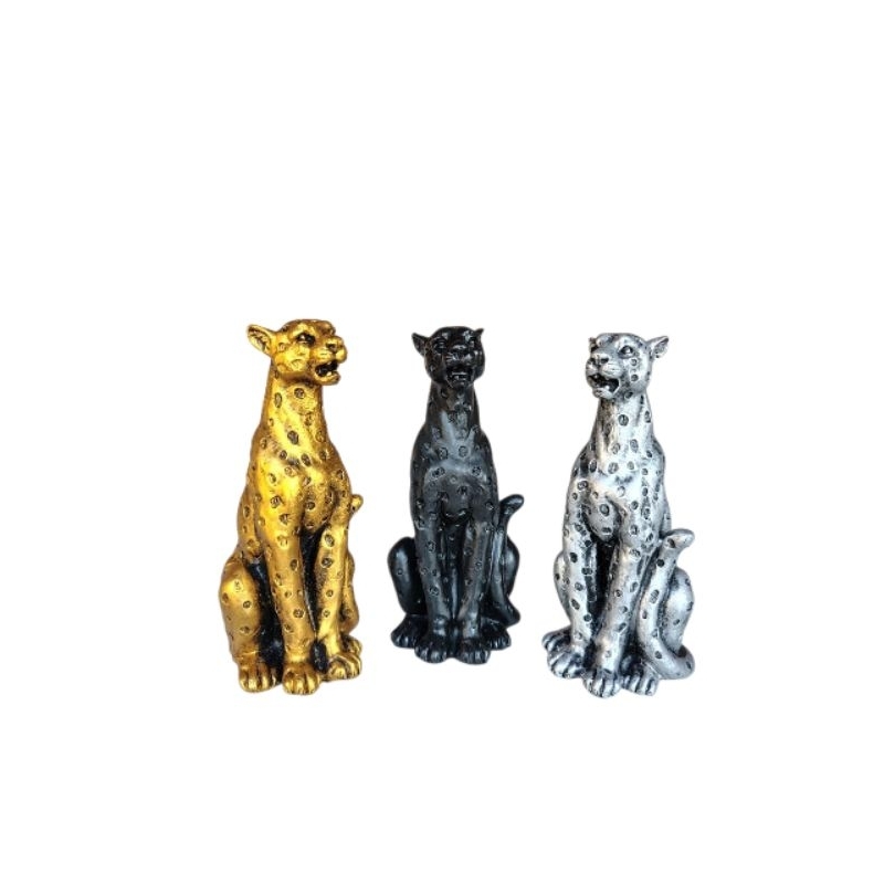 Estatueta Decorativo Pantera Leopardo Enfeite em Resina Dourado — imagem 2 de 2