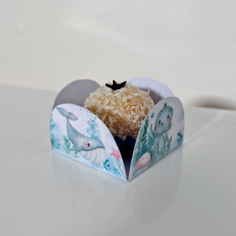 48 Forminhas para Doces e Brigadeiros Personalizadas fundo do mar – mesversário, festas, chá revelação, aniversários