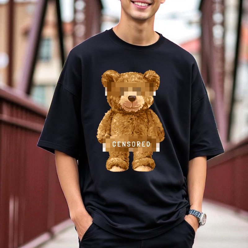 Camiseta Urso Oversized Estilo Streetwear Blusa larga Masculina Unissex Gringa Verão Roupa Grife