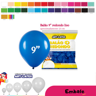 Balão Redondo 9" Diversas Cores – 50 Unidades – Art Latex para Festas, eventos e Decoração Colorido em Oferta na Shopee