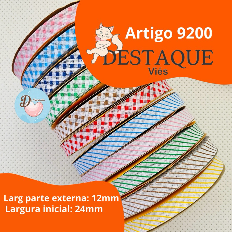 Viés para Costura Destaque Xadrez e Listrado - 12mm x 20m - Fita de Acabamento e Artesanato em Oferta na Shopee