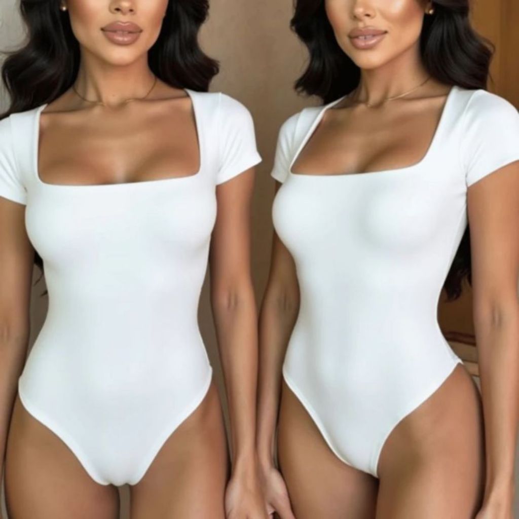 MANGA Decote  Body Feminino Suplex Manga Curta Decote Quadrado Manguinha Decotado Forro Duplo Tecido Premium em Oferta na Shopee