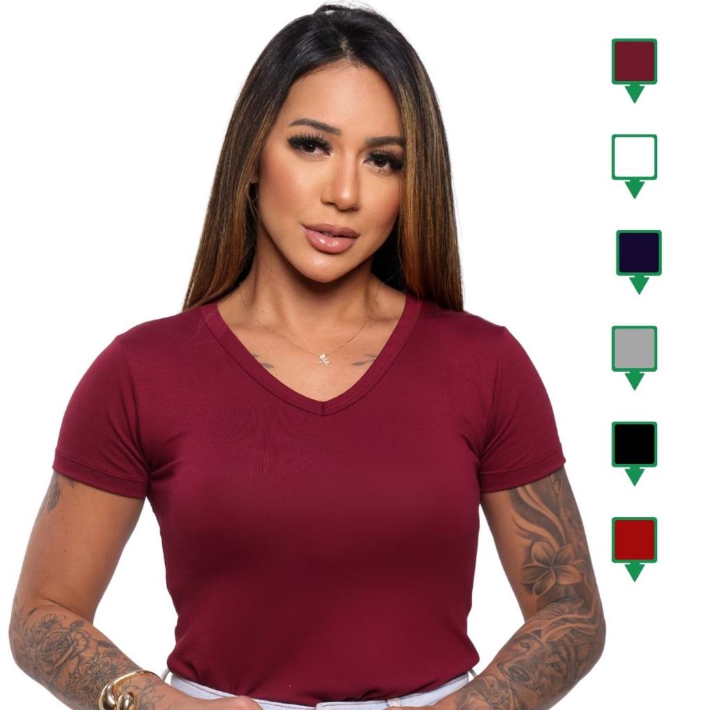 Blusa Moderna Blusa Casual Blusa Manga Curta Gola V Baby look Blusa dia a dia