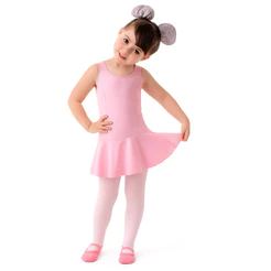 Collant Ballet Infantil Rosa com Saia Acoplada Roupa de Balé Menina