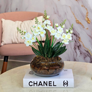 Arranjo Flores Artificiais Vaso de Vidro Decoração Orquídeas em Oferta na Shopee