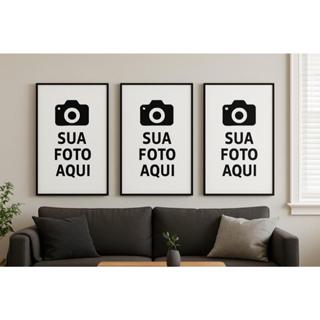 Quadro decorativo 3 Peças personalizado SUA FOTO AQUI decoraçao quarto sala interiores em Oferta na Shopee