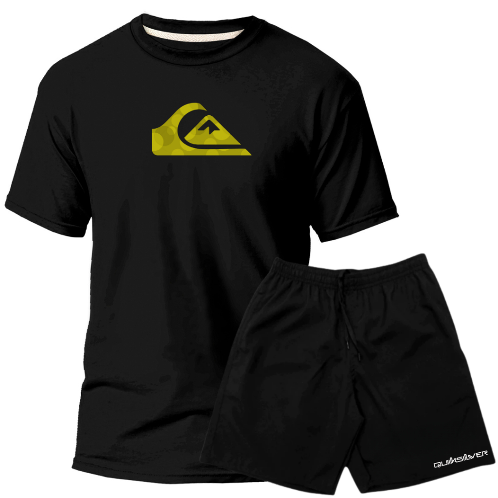 Kit Conjunto Quiksilver Bolha Camiseta 100% Algodão 30,1 Verão Academia Lançamento