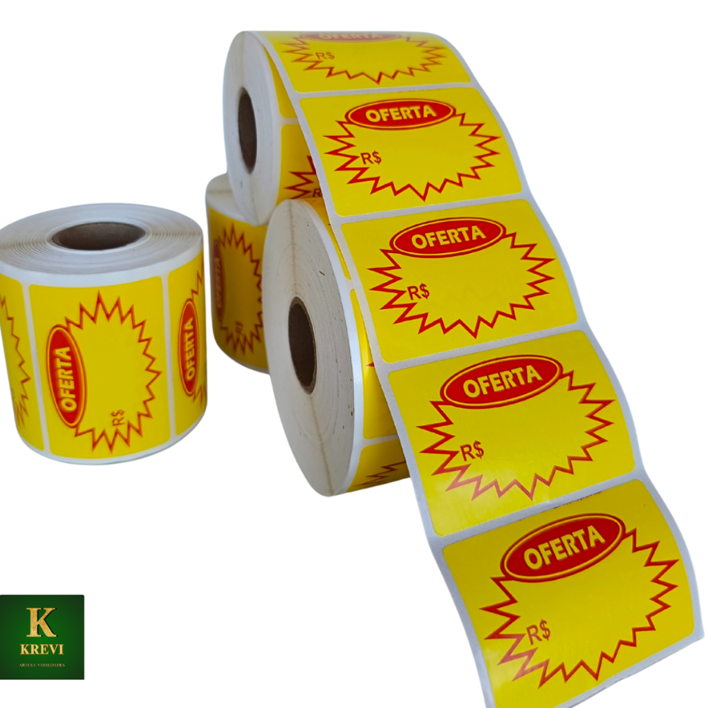 Etiqueta Adesiva  Splash De Oferta Para Preço 1.000 -60x40mm de preço amarela com vermelha promoção. em Oferta na Shopee