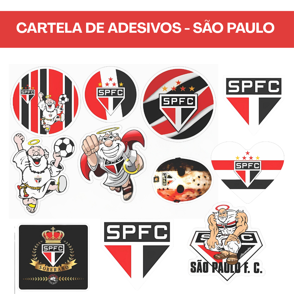 Cartela de Adesivos - São Paulo em Oferta na Shopee