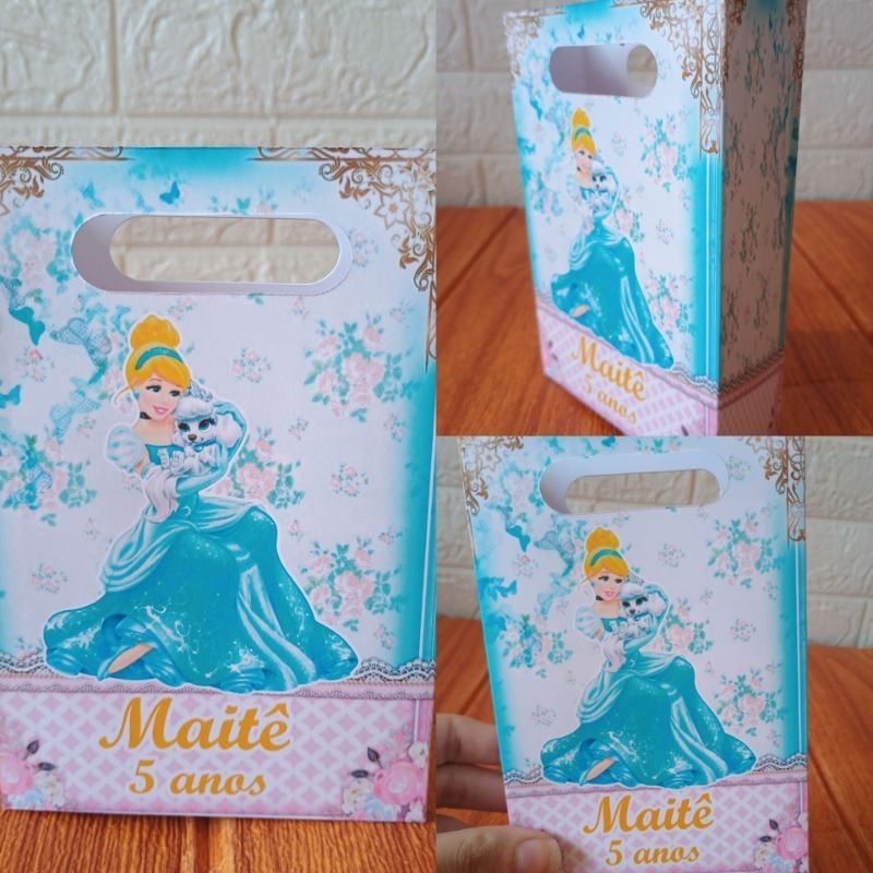 PEGUE E MONTE - Sacolinha PP Personalizada Princesa Cinderela para aniversário/ Decoração, Lembrancinha/Festa