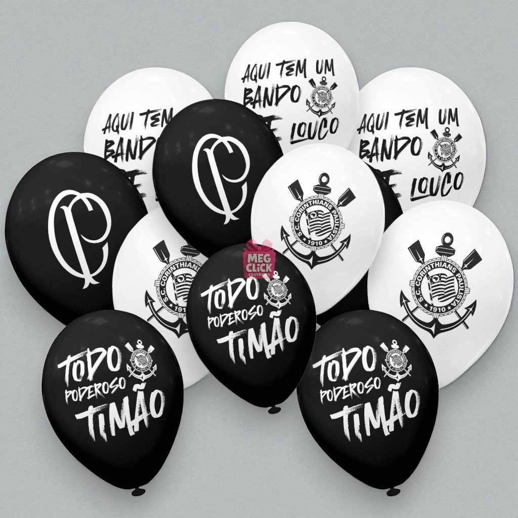 Kit 20 Balões Corinthians Nº8 + Painel TNT | Decoração Festa Timão, Aniversário e Eventos [PIFFER] em Oferta na Shopee
