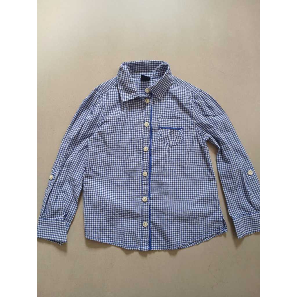 CAMISA GAP SOCIAL IMPORTADA INFANTIL XS XADREZ QUADRICULADA MANGA LONGA ALGODÃO BOLSO SEMINOVA BAZAR DESAPEGO