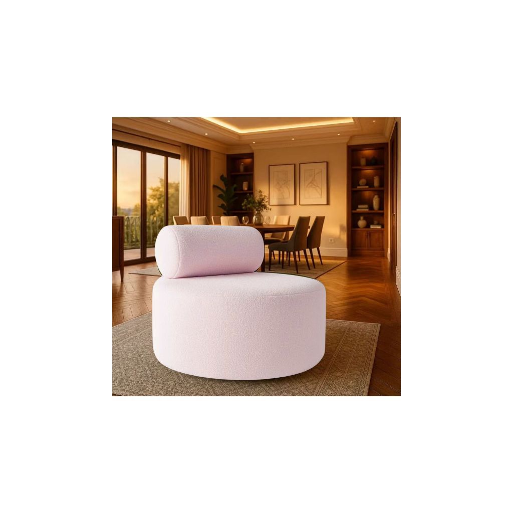 Poltrona Orgânica Redonda, Macia com encosto Soft e Revestida com Tecido Boucle Plus original