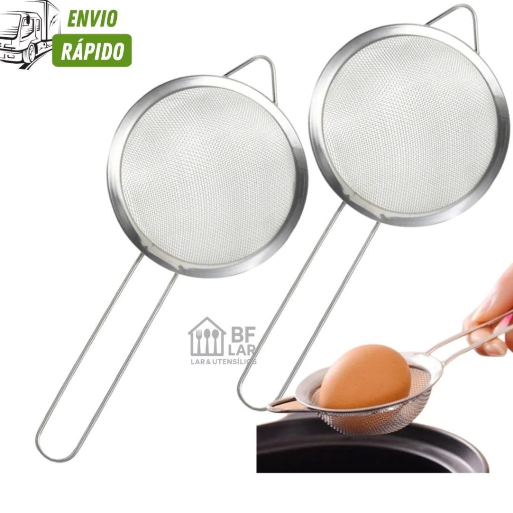 Kit 09/06/03 ou 02 Unidades de Peneiras Pequena 10cm Coadores Inox Para Casa e Cozinha Qualidade Boa