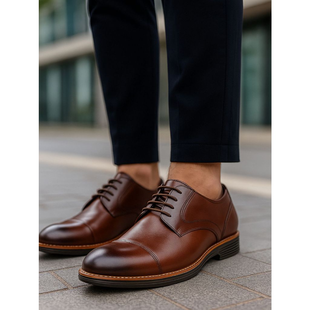 Sapato Oxford Casual Masculino Brogue Premium Italiano PU Confort