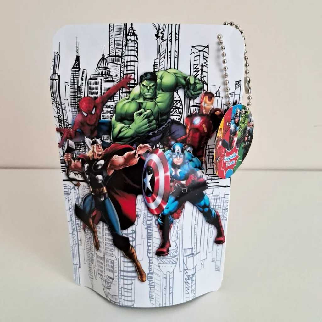 SAQUINHO METALIZADO ZIPLOCK PERSONALIZADO OS VINGADORES/SUPER HERÓIS/LEMBRANCINHA DE FESTA/ANIVERSÁRIO/FESTA INFANTIL