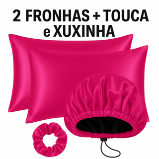 Kit Cetim Antifrizz  2 Fronhas 70x50+Touca Dupla Face Regulável+Scrunchie Elástico para Cabelo Cacheado e Liso em Oferta na Shopee