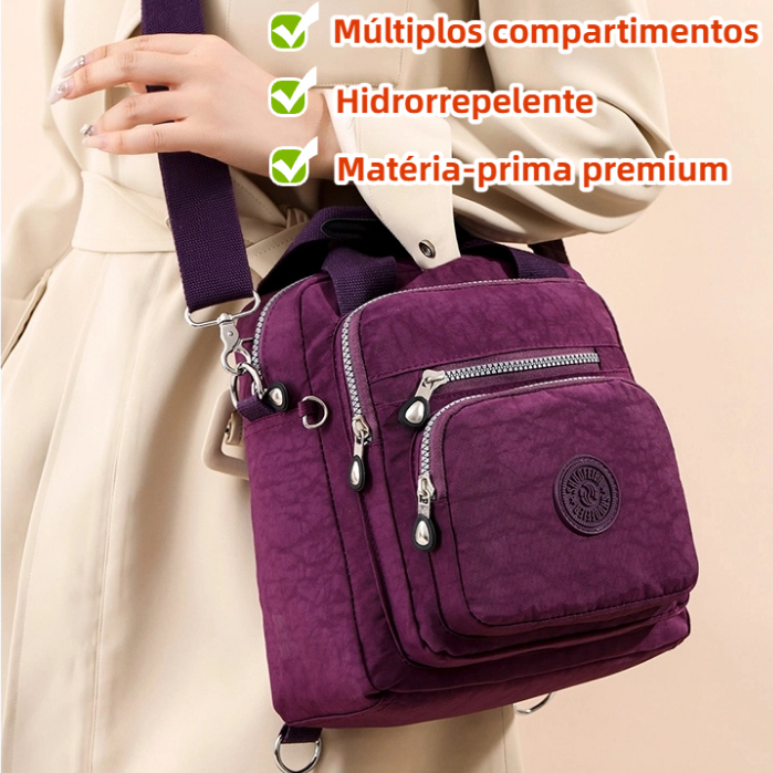 Bolsa feminina nylon impermeável vira mochila transversal tiracolo leve 3em1 em Oferta na Shopee