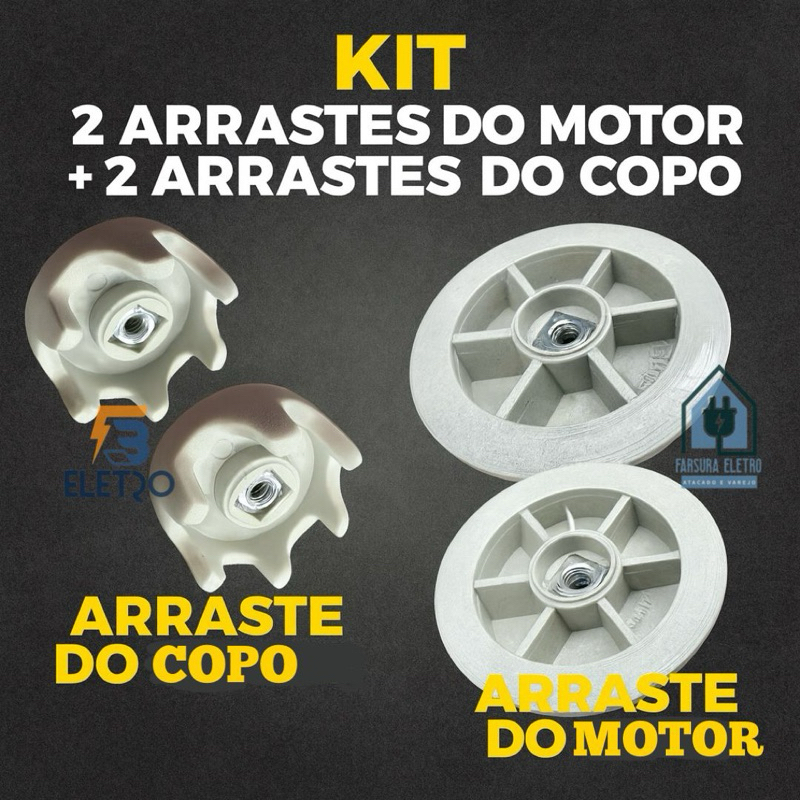 2 Arraste do Copo e 2 do Motor para Liquidificador Oster 1400 e Cadence Robust (Conjunto CINZA Modelos Descrição)