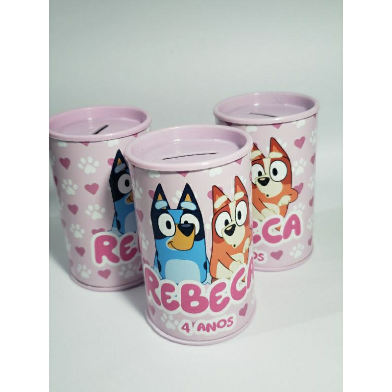 Lembrancinha Cofrinho Personalizado Bluey Rosa